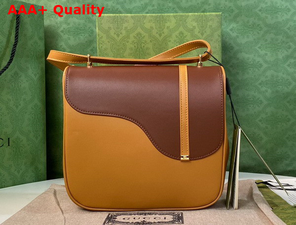 Gucci Equestrian Inspired Shoulder Bag in Cuir and Brown Leather 740988 Replica