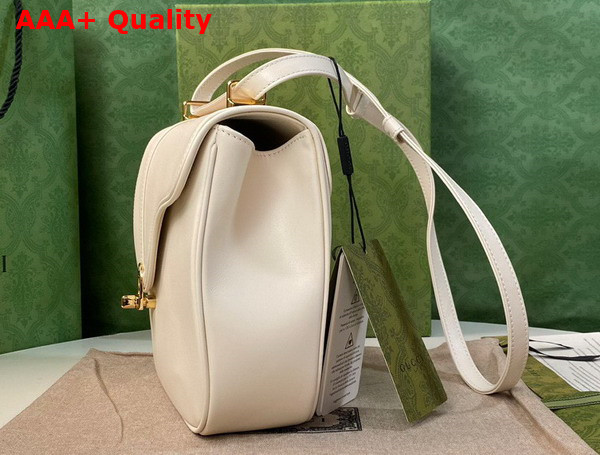 Gucci Equestrian Inspired Shoulder Bag in Off White Leather 740988 Replica