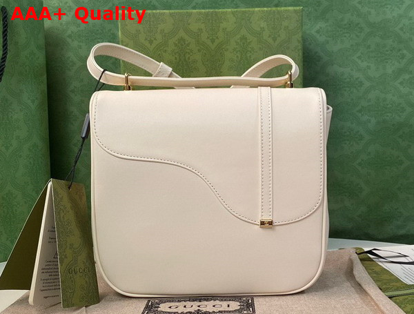 Gucci Equestrian Inspired Shoulder Bag in Off White Leather 740988 Replica