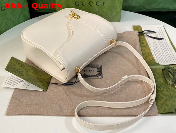 Gucci Equestrian Inspired Shoulder Bag in Off White Leather 740988 Replica