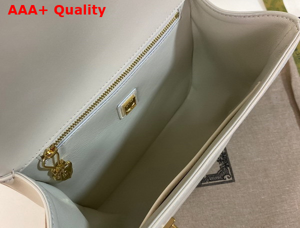 Gucci Equestrian Inspired Shoulder Bag in Off White Leather 740988 Replica