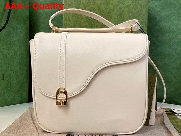 Gucci Equestrian Inspired Shoulder Bag in Off White Leather 740988 Replica