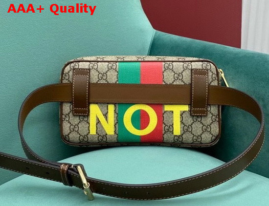 Gucci Fake Not Print Belt Bag Beige and Ebony GG Supreme Canvas 602695 Replica