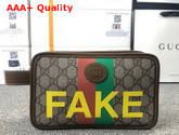 Gucci Fake Not Print Cosmetic Case Beige and Ebony GG Supreme Canvas 636243 Replica