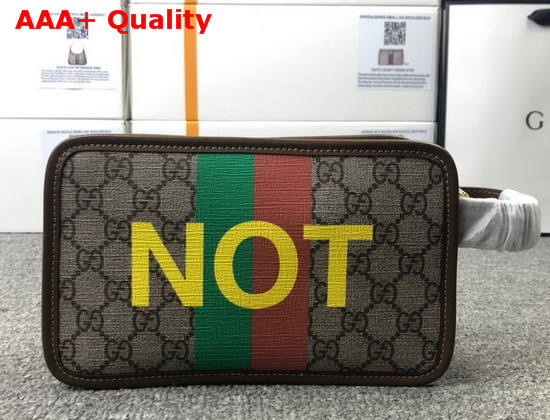 Gucci Fake Not Print Cosmetic Case Beige and Ebony GG Supreme Canvas 636243 Replica