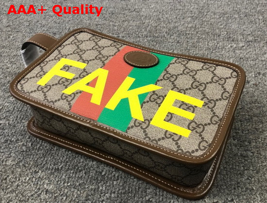 Gucci Fake Not Print Cosmetic Case Beige and Ebony GG Supreme Canvas 636243 Replica