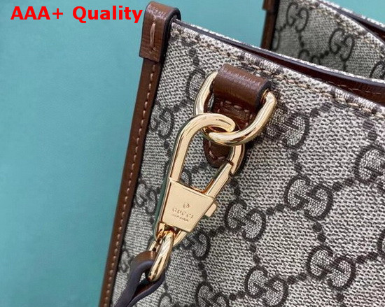 Gucci Fake Not Print Large Tote Bag Beige and Ebony GG Supreme Canvas 630353 Replica