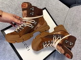 Gucci Flashtrek GG High Top Sneaker Brown Leather and Suede and Original GG Canvas