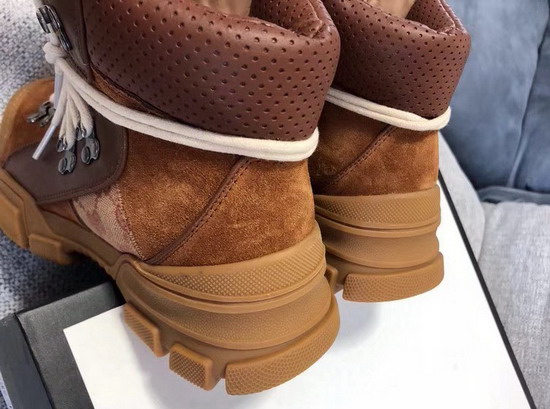 Gucci Flashtrek GG High Top Sneaker Brown Leather and Suede and Original GG Canvas