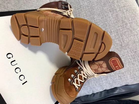 Gucci Flashtrek GG High Top Sneaker Brown Leather and Suede and Original GG Canvas