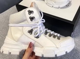 Gucci Flashtrek High Top Sneaker White Leather and Suede and Technical Canvas