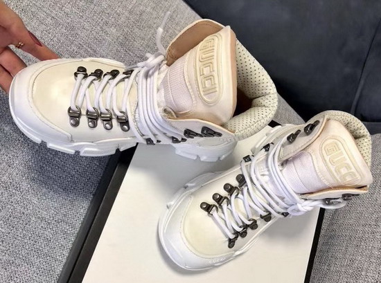 Gucci Flashtrek High Top Sneaker White Leather and Suede and Technical Canvas