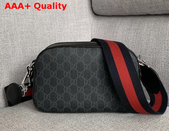 Gucci GG Black Shoulder Bag Black and Grey GG Supreme Canvas 574886 Replica