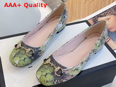 Gucci GG Blooms Print Ballet Flat with Horsebit Green Replica