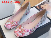 Gucci GG Blooms Print Ballet Flat with Horsebit Pink Color Replica