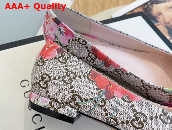 Gucci GG Blooms Print Ballet Flat with Horsebit Pink Color Replica