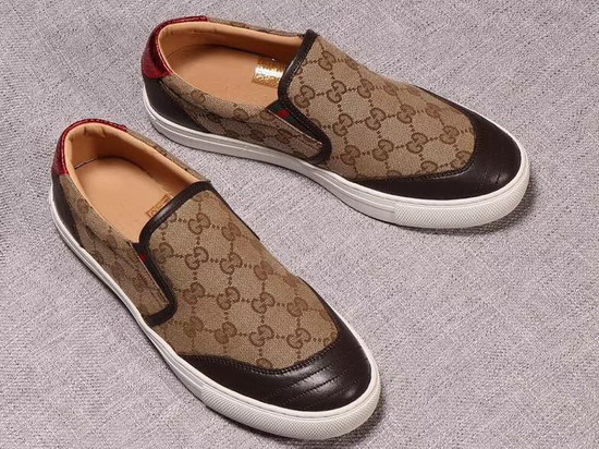 Gucci GG Canvas and Leather Slip On Sneaker Brown