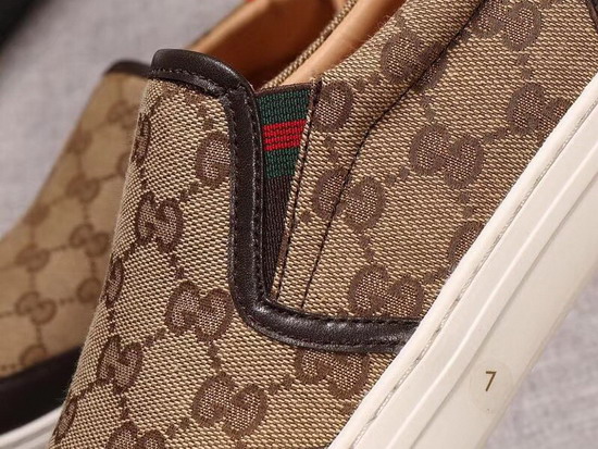 Gucci GG Canvas and Leather Slip On Sneaker Brown