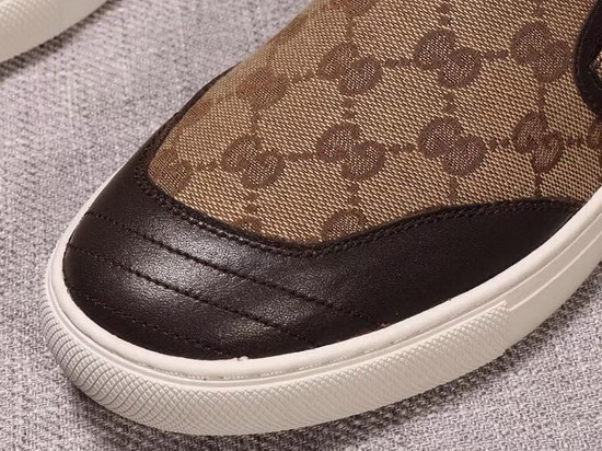 Gucci GG Canvas and Leather Slip On Sneaker Brown