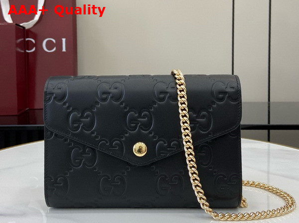 Gucci GG Chain Wallet in Black GG Leather 781555 Replica