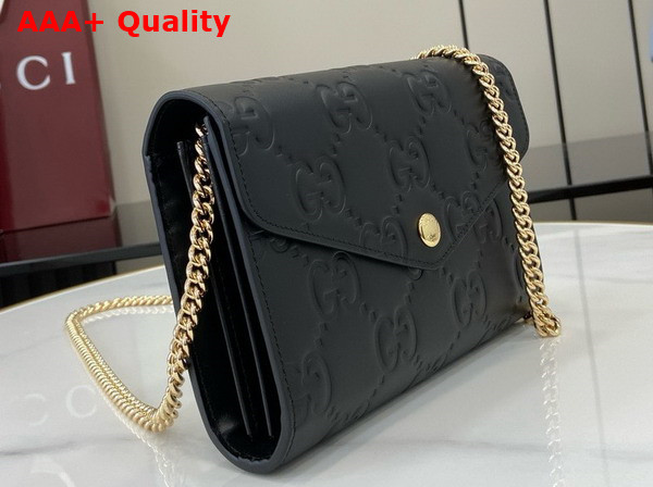 Gucci GG Chain Wallet in Black GG Leather 781555 Replica