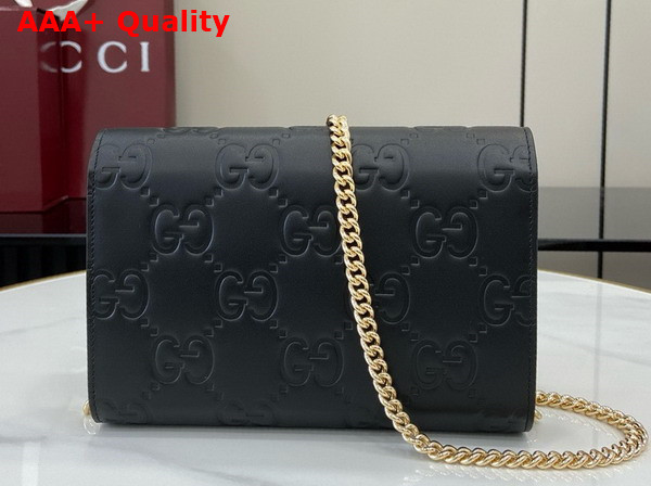 Gucci GG Chain Wallet in Black GG Leather 781555 Replica