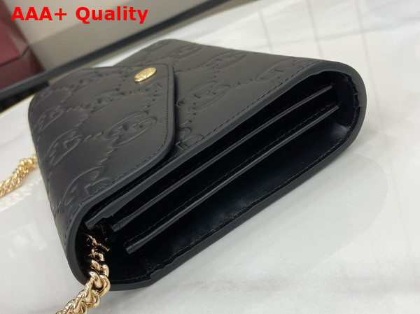 Gucci GG Chain Wallet in Black GG Leather 781555 Replica