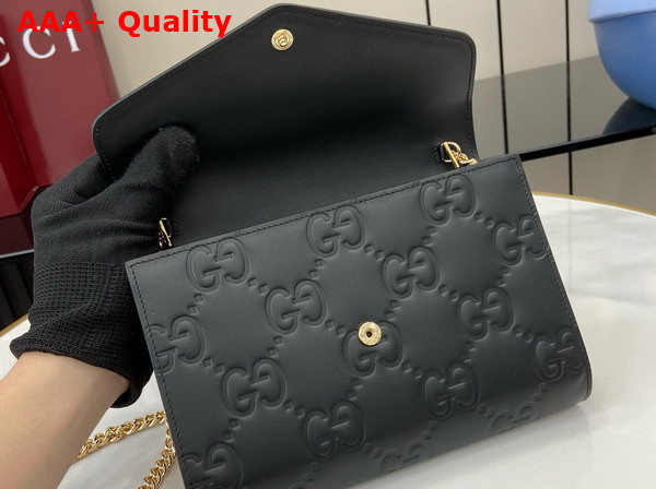 Gucci GG Chain Wallet in Black GG Leather 781555 Replica