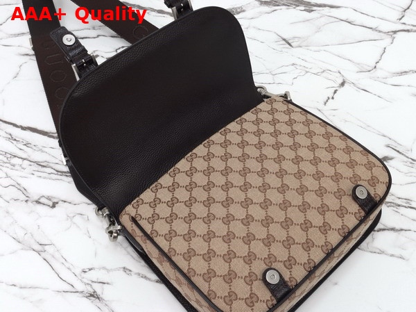 Gucci GG Crossbody Bag in Beige and Ebony Original GG Canvas with Brown Leather Trim 794872 Replica