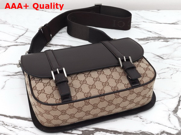 Gucci GG Crossbody Bag in Beige and Ebony Original GG Canvas with Brown Leather Trim 794872 Replica