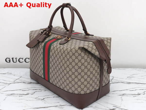 Gucci GG Duffle Bag in Beige and Ebony GG Supreme Canvas with Web 760228 Replica