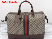 Gucci GG Duffle Bag in Beige and Ebony GG Supreme Canvas with Web 760228 Replica