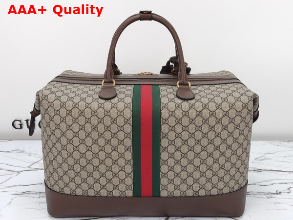 Gucci GG Duffle Bag in Beige and Ebony GG Supreme Canvas with Web 760228 Replica