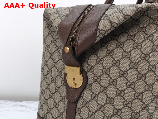 Gucci GG Duffle Bag in Beige and Ebony GG Supreme Canvas with Web 760228 Replica