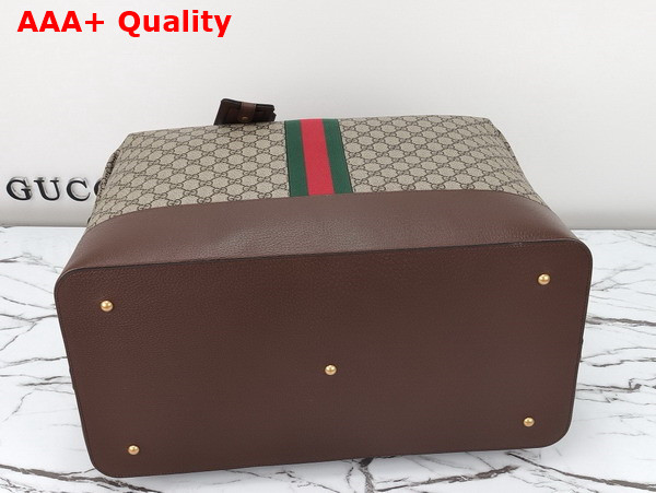 Gucci GG Duffle Bag in Beige and Ebony GG Supreme Canvas with Web 760228 Replica