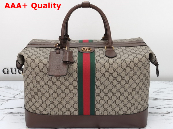 Gucci GG Duffle Bag in Beige and Ebony GG Supreme Canvas with Web 760228 Replica