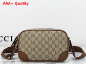 Gucci GG Emblem Embossed Super Mini Bag in Beige and Dark Borwn New GG Monogram Coated Fabric 821216 Replica