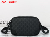 Gucci GG Emblem Embossed Super Mini Bag in Black New GG Monogram Coated Fabric 821216 Replica