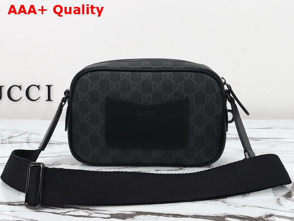 Gucci GG Emblem Embossed Super Mini Bag in Black New GG Monogram Coated Fabric 821216 Replica