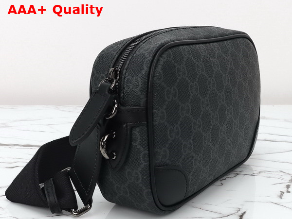 Gucci GG Emblem Embossed Super Mini Bag in Black New GG Monogram Coated Fabric 821216 Replica