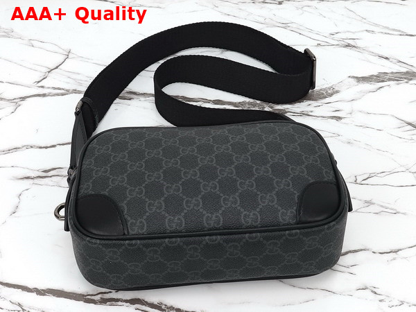 Gucci GG Emblem Embossed Super Mini Bag in Black New GG Monogram Coated Fabric 821216 Replica