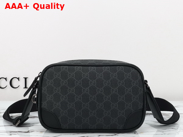 Gucci GG Emblem Embossed Super Mini Bag in Black New GG Monogram Coated Fabric 821216 Replica