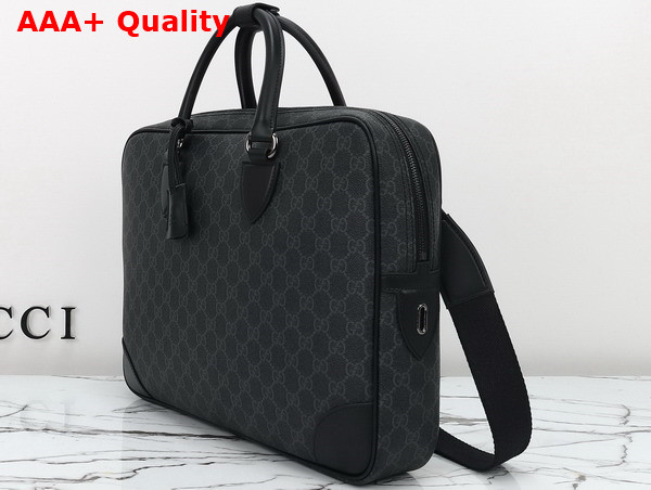 Gucci GG Emblem Medium Briefcase in Black New GG Monogram Coated Fabric 821149 Replica