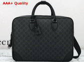 Gucci GG Emblem Medium Briefcase in Black New GG Monogram Coated Fabric 821149 Replica