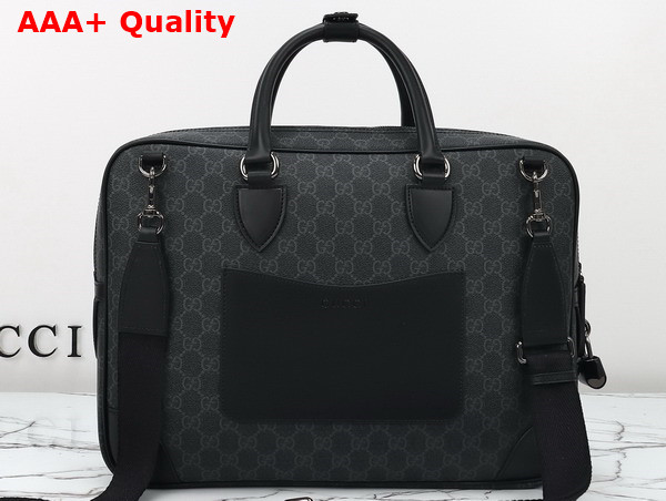 Gucci GG Emblem Medium Briefcase in Black New GG Monogram Coated Fabric 821149 Replica