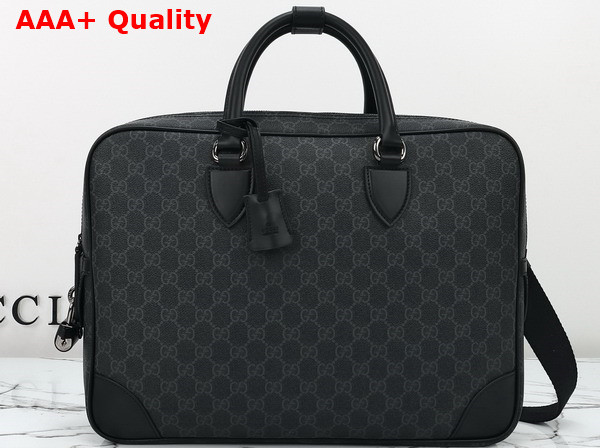 Gucci GG Emblem Medium Briefcase in Black New GG Monogram Coated Fabric 821149 Replica