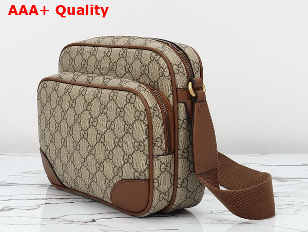 Gucci GG Emblem Medium Crossbody Bag in Beige and Dark Borwn New GG Monogram Coated Fabric 821160 Replica