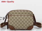 Gucci GG Emblem Medium Crossbody Bag in Beige and Dark Borwn New GG Monogram Coated Fabric 821160 Replica