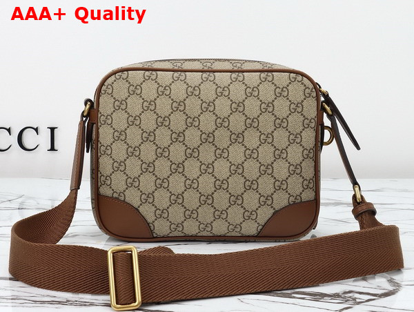 Gucci GG Emblem Medium Crossbody Bag in Beige and Dark Borwn New GG Monogram Coated Fabric 821160 Replica