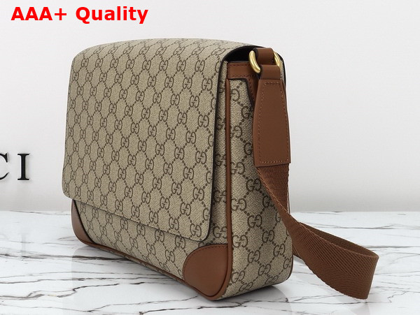 Gucci GG Emblem Medium Crossbody Bag in Beige and Dark Brown New GG Monogram Coated Fabric 821154 Replica